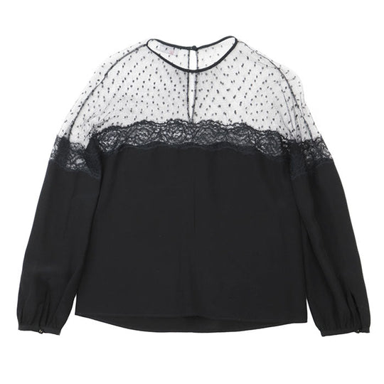 RED VALENTINO Long sleeve shirt [Outer fabric] 100% silk [Other fabric] 100% nylon black Women 38 Used Authentic