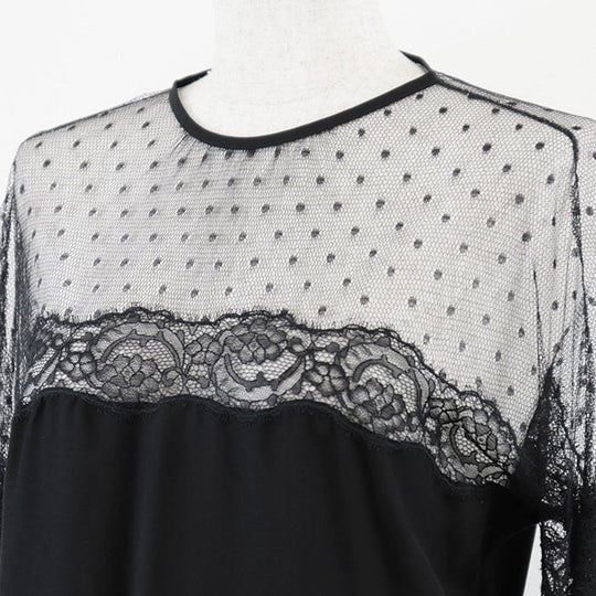 RED VALENTINO Long sleeve shirt [Outer fabric] 100% silk [Other fabric] 100% nylon black Women 38 Used Authentic