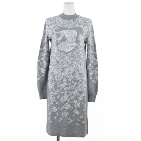 HERMES one piece [Outer material] 46% cashmere, 46% silk gray Women 38 Used Authentic