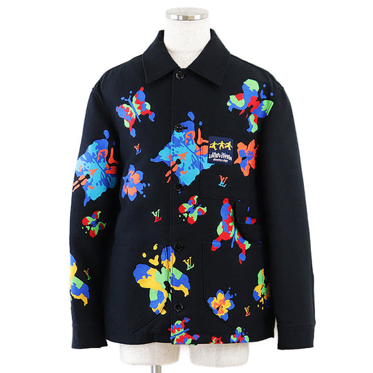 LOUIS VUITTON Other outerwear RM231M TA7 HOS04E 67% cotton, 13% wool Black, Multicolor mens S Used Authentic