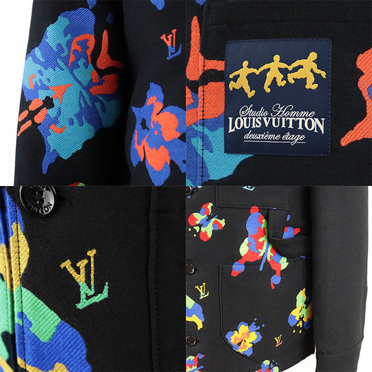 LOUIS VUITTON Other outerwear RM231M TA7 HOS04E 67% cotton, 13% wool Black, Multicolor mens S Used Authentic