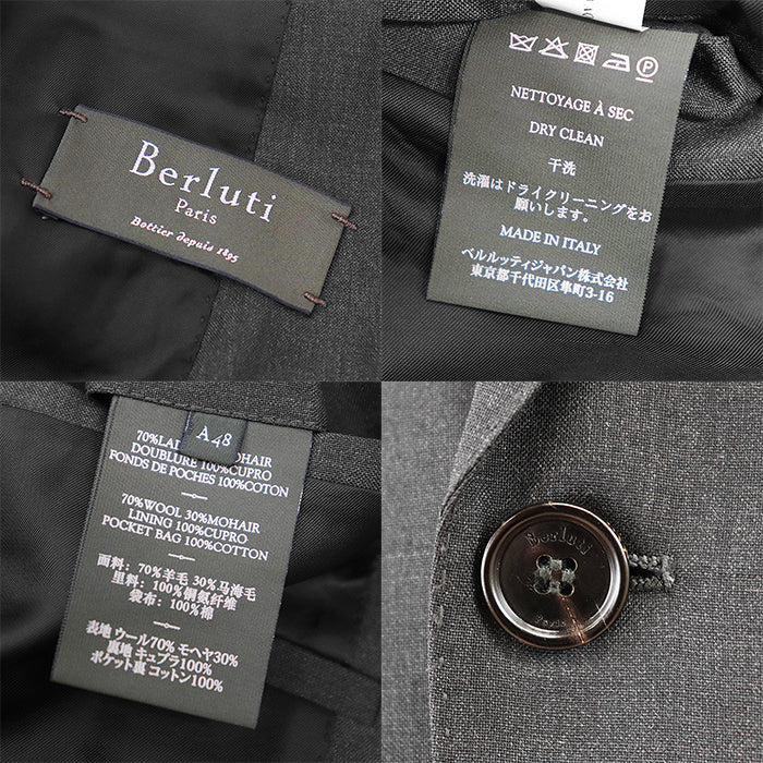 Berluti suit cupra, polyester Dark gray mens A48 Used Authentic