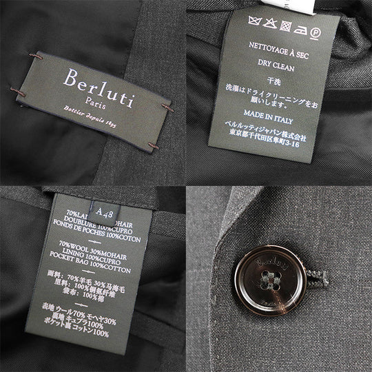 Berluti suit cupra, polyester Dark gray mens A48 Used Authentic