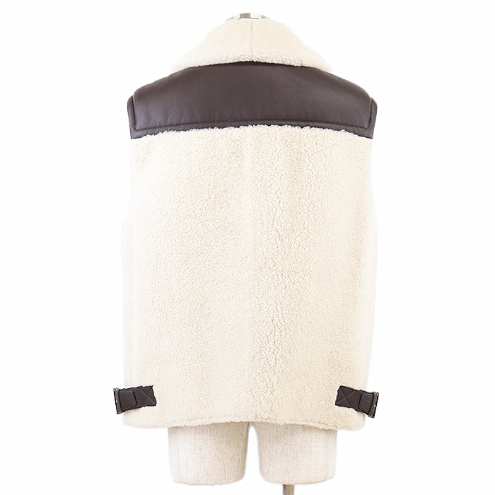 HERMES Vest [Outer material] 100% sheep leather [Lining] 100% cupra Ivory, Brown mens 52 Used Authentic