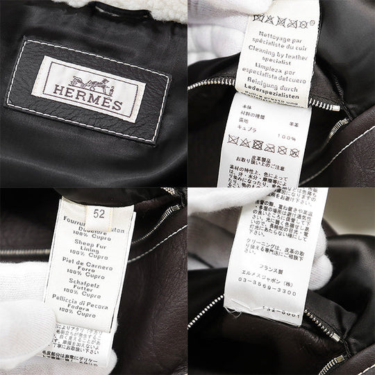 HERMES Vest [Outer material] 100% sheep leather [Lining] 100% cupra Ivory, Brown mens 52 Used Authentic