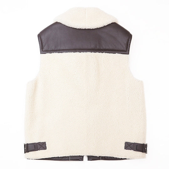 HERMES Vest [Outer material] 100% sheep leather [Lining] 100% cupra Ivory, Brown mens 52 Used Authentic
