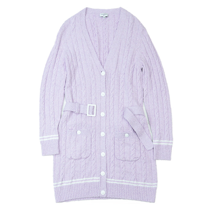 CHANEL knit Belt: 46% viscose, 29% cotton, 22% polyamide, 3% elastane [Outer fabric] 51% viscose, 32% cotton Light purple Women 38 Used Authentic