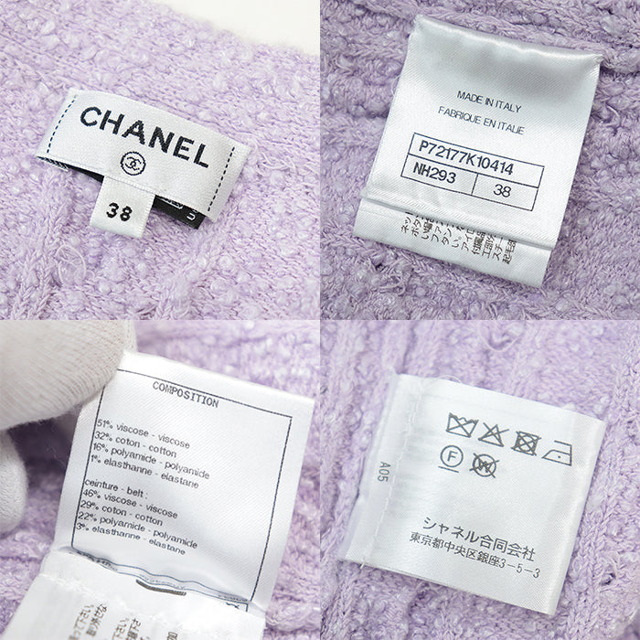 CHANEL knit Belt: 46% viscose, 29% cotton, 22% polyamide, 3% elastane [Outer fabric] 51% viscose, 32% cotton Light purple Women 38 Used Authentic