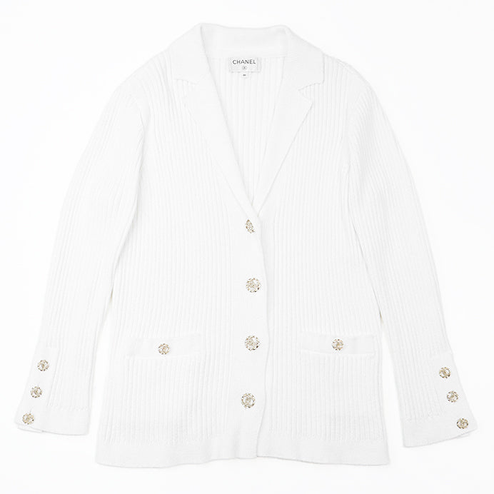 CHANEL knit P63091 cotton 100% white Women 36 Used Authentic