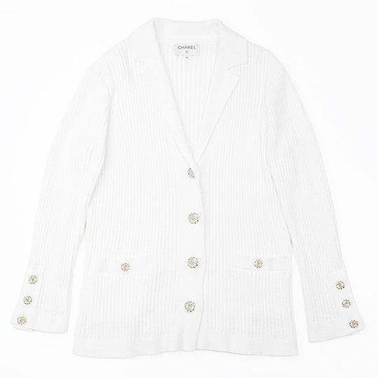 CHANEL knit P63091 cotton 100% white Women 36 Used Authentic