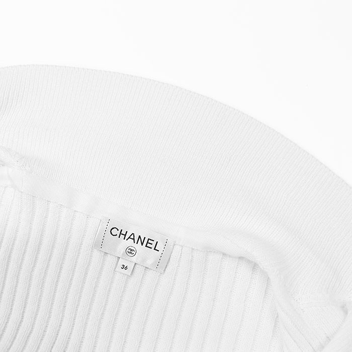 CHANEL knit P63091 cotton 100% white Women 36 Used Authentic