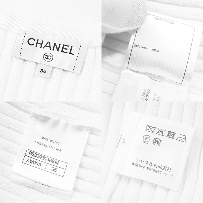 CHANEL knit P63091 cotton 100% white Women 36 Used Authentic