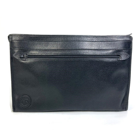 HUNTING WORLD Clutch bag leather black logo business bag mens Used Authentic