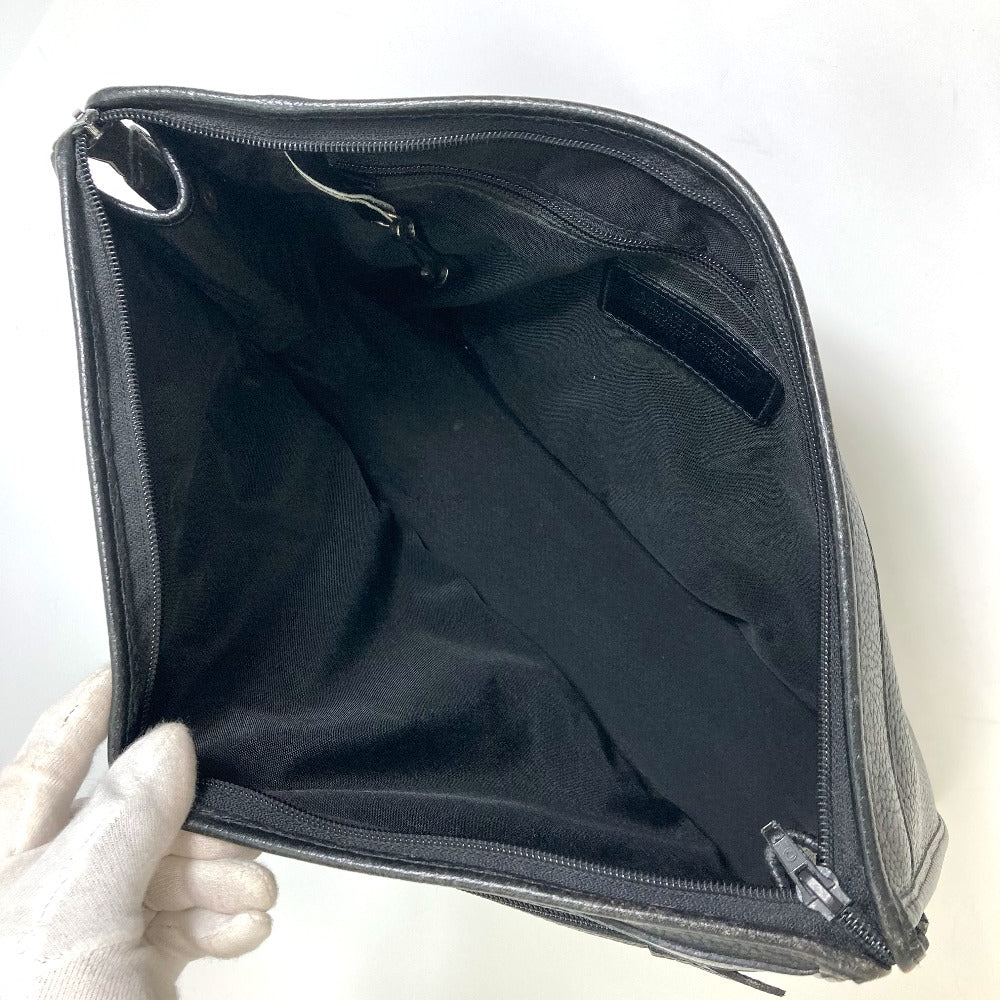 HUNTING WORLD Clutch bag leather black logo business bag mens Used Authentic