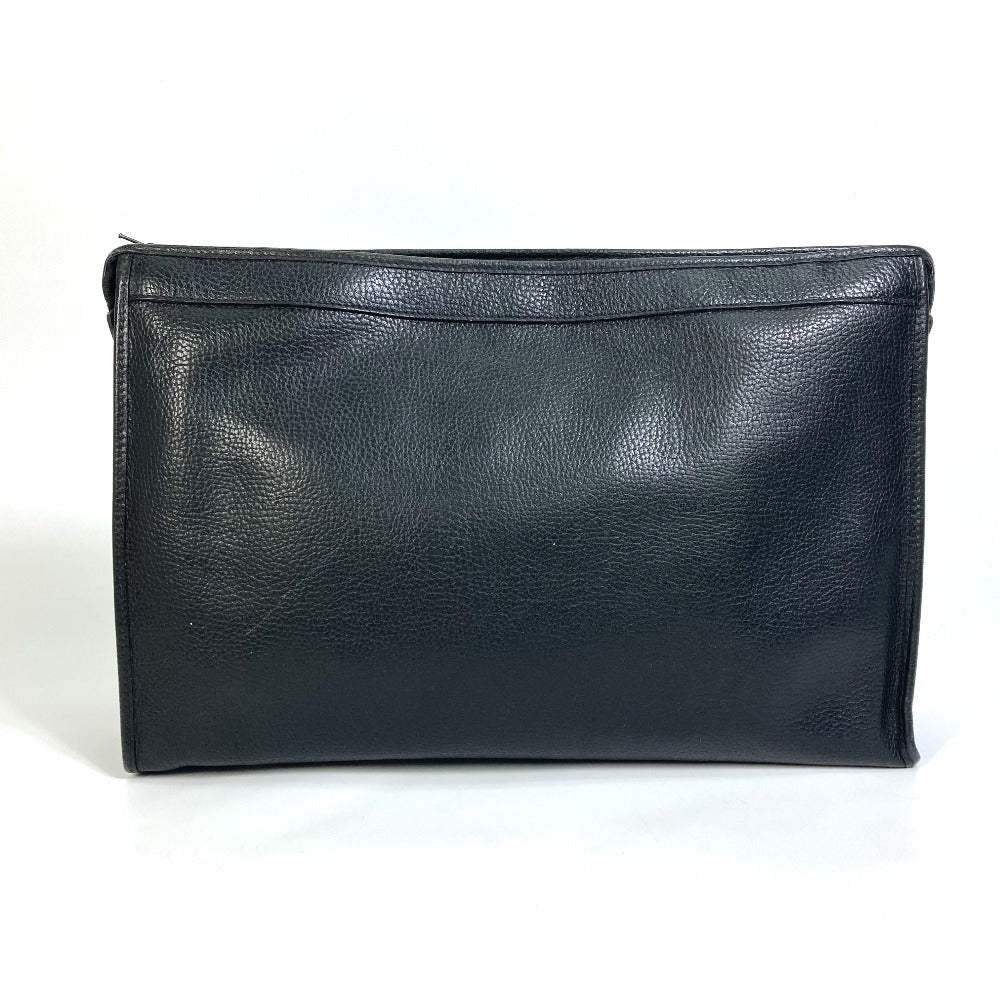 HUNTING WORLD Clutch bag leather black logo business bag mens Used Authentic