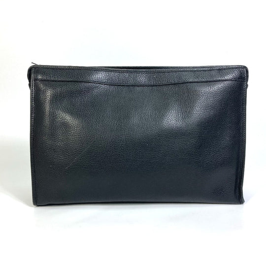 HUNTING WORLD Clutch bag leather black logo business bag mens Used Authentic