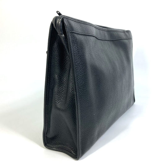 HUNTING WORLD Clutch bag leather black logo business bag mens Used Authentic