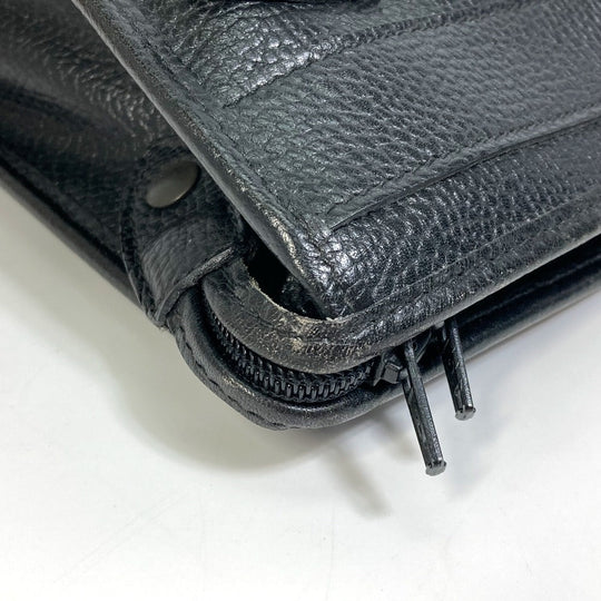 HUNTING WORLD Clutch bag leather black logo business bag mens Used Authentic