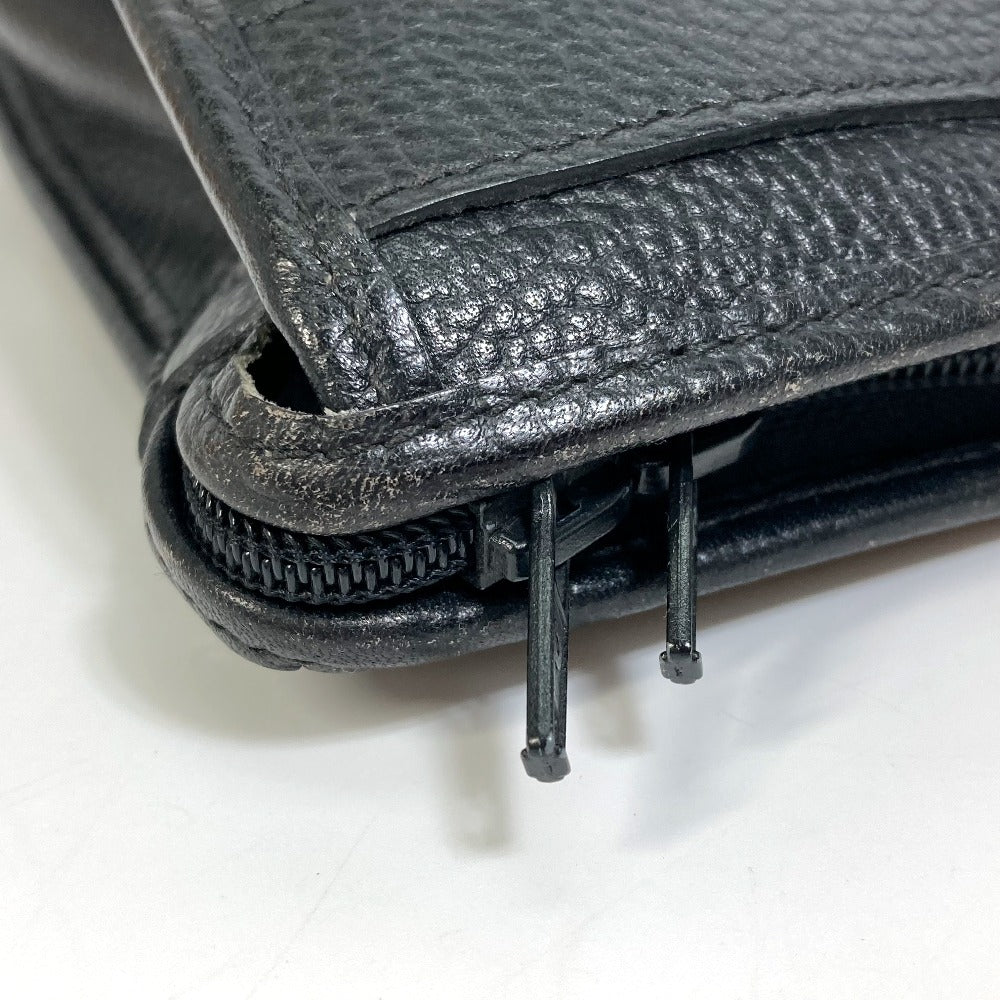 HUNTING WORLD Clutch bag leather black logo business bag mens Used Authentic