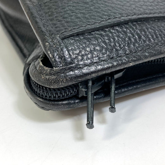 HUNTING WORLD Clutch bag leather black logo business bag mens Used Authentic