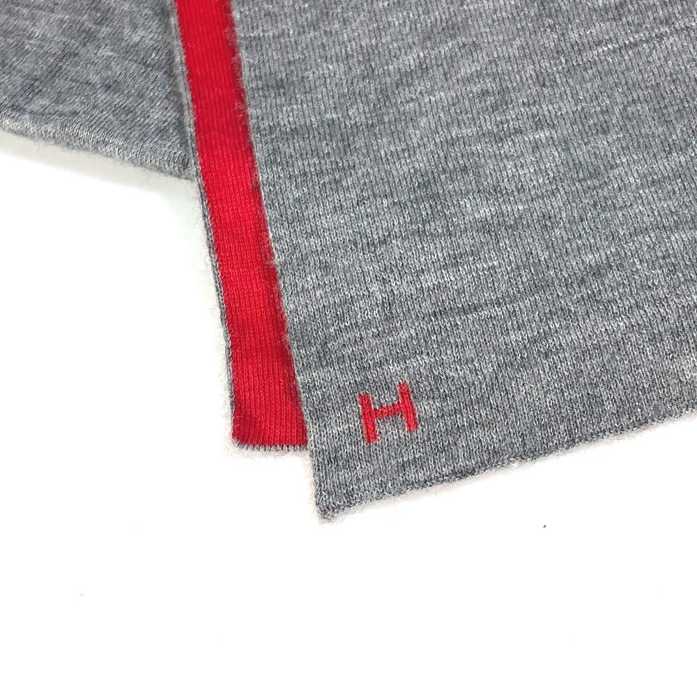 HERMES Scarf Cashmere, Silk gray H logo Allele Tour Women Used Authentic