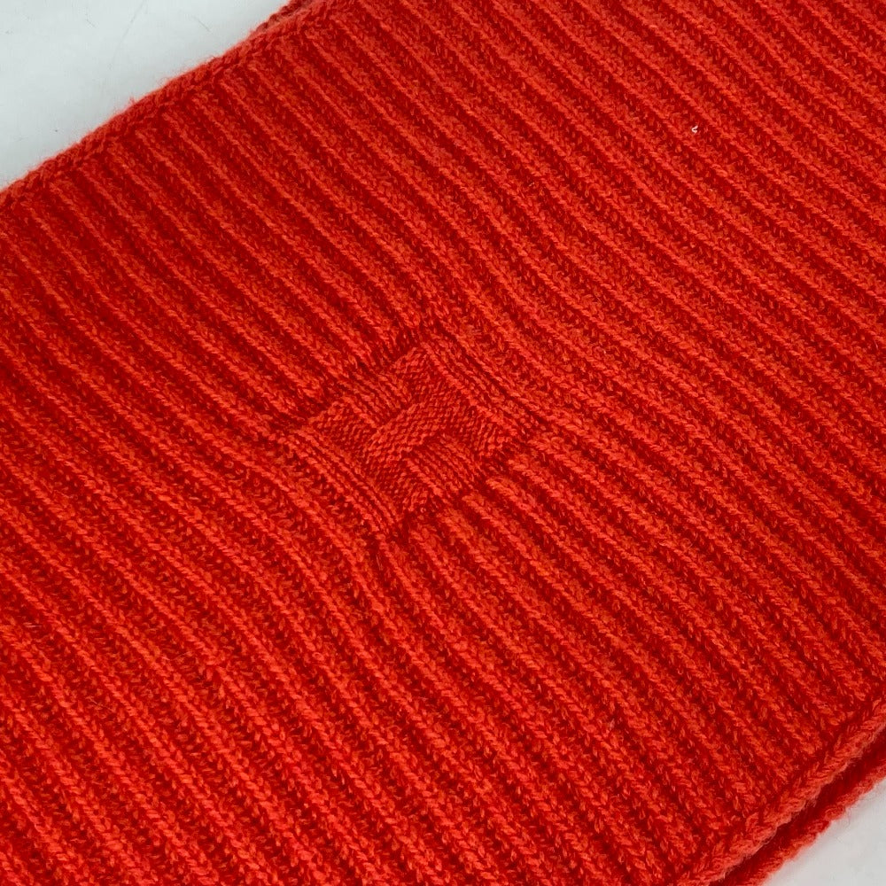 HERMES Scarf wool Orange H logo Snood unisex(Unisex) Used Authentic