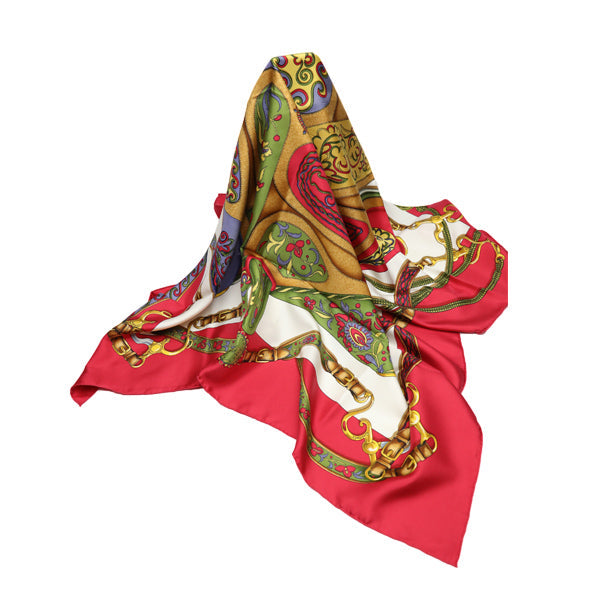 HERMES scarf silk Red Carre90 scarf Festival Women Used Authentic