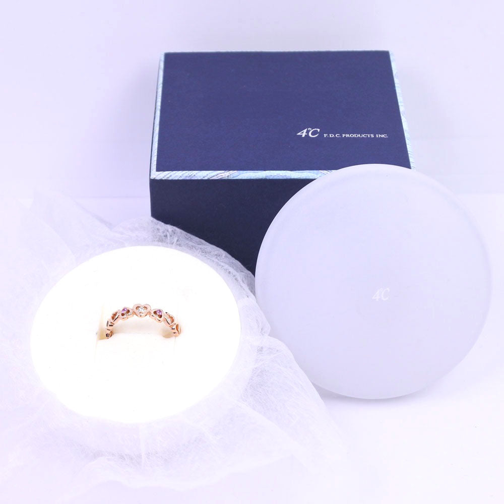4℃ Ring 18K pink gold, ruby, diamond Red Women Used Authentic