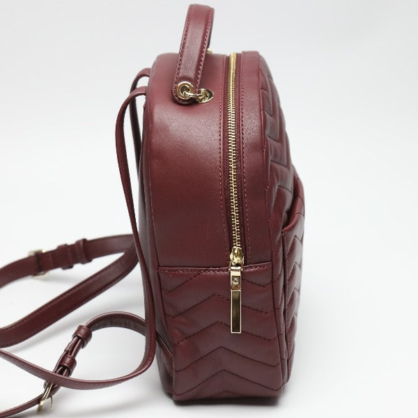 Kate Spade Backpack leather Bordeaux bag quilting Women Used Authentic