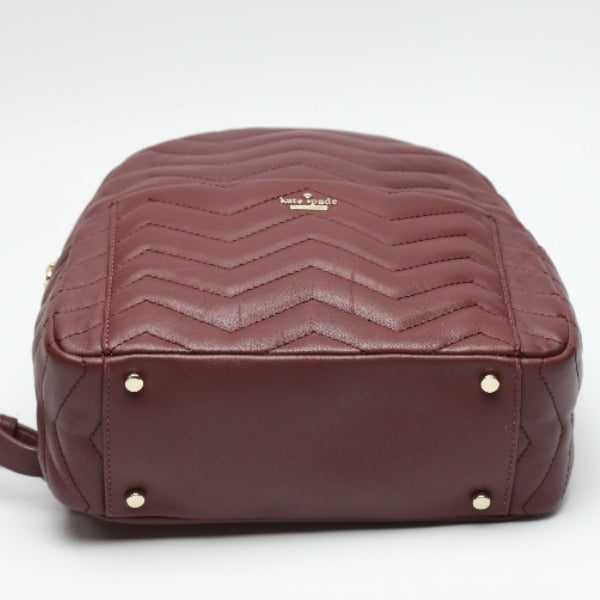 Kate Spade Backpack leather Bordeaux bag quilting Women Used Authentic