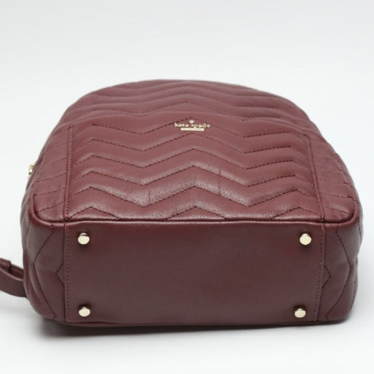 Kate Spade Backpack leather Bordeaux bag quilting Women Used Authentic