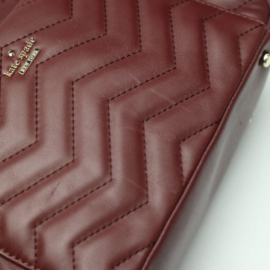 Kate Spade Backpack leather Bordeaux bag quilting Women Used Authentic