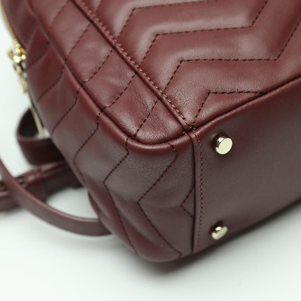 Kate Spade Backpack leather Bordeaux bag quilting Women Used Authentic