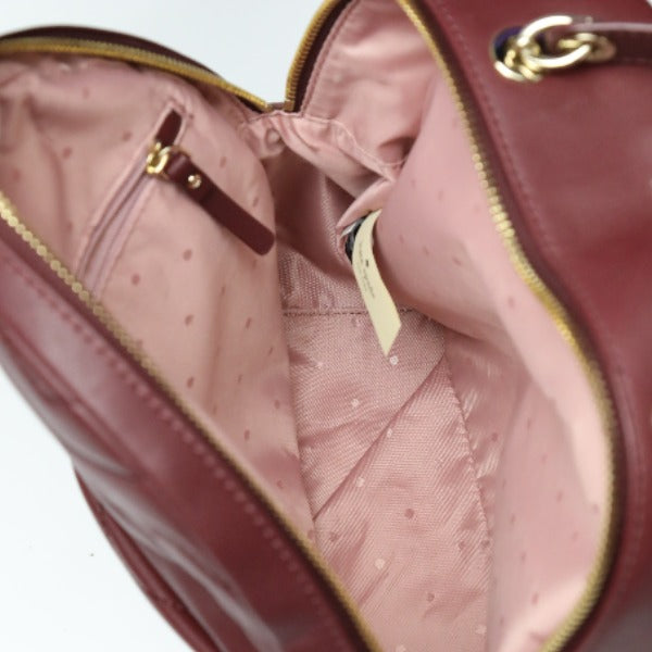 Kate Spade Backpack leather Bordeaux bag quilting Women Used Authentic