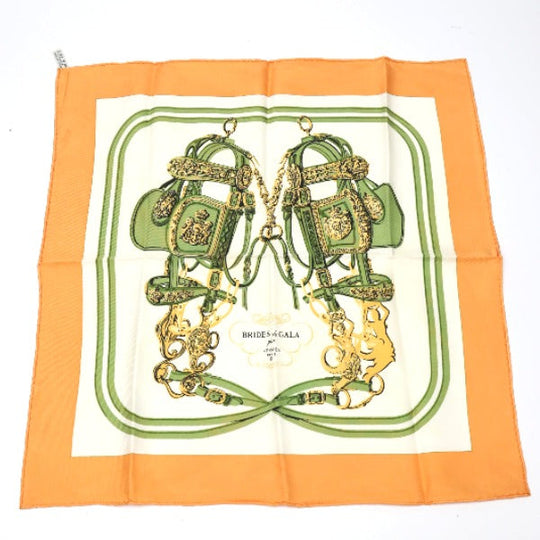 HERMES scarf silk Orange Handkerchief Petit Carre (Carre 45) gourosh silk twill Women Used Authentic