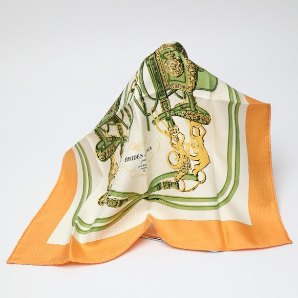 HERMES scarf silk Orange Handkerchief Petit Carre (Carre 45) gourosh silk twill Women Used Authentic
