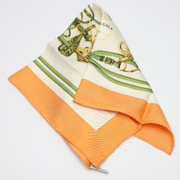 HERMES scarf silk Orange Handkerchief Petit Carre (Carre 45) gourosh silk twill Women Used Authentic