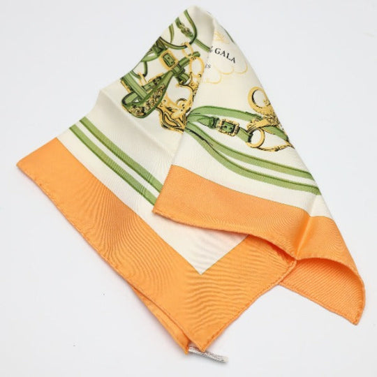 HERMES scarf silk Orange Handkerchief Petit Carre (Carre 45) gourosh silk twill Women Used Authentic