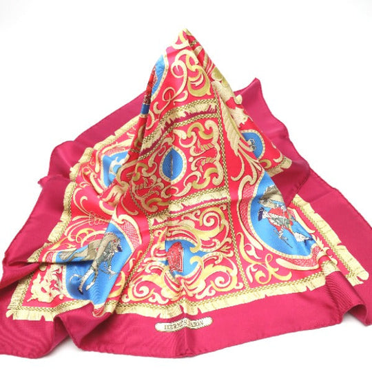HERMES scarf silk purple Carre90 Knight carriage LA PRESENTATION Women Used Authentic