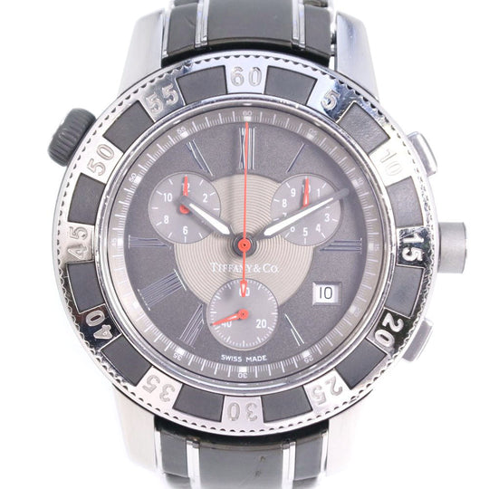 TIFFANY&Co. Watches Quartz 18014637 Stainless Steel Silver T-57 mark gray dial mens Used Authentic