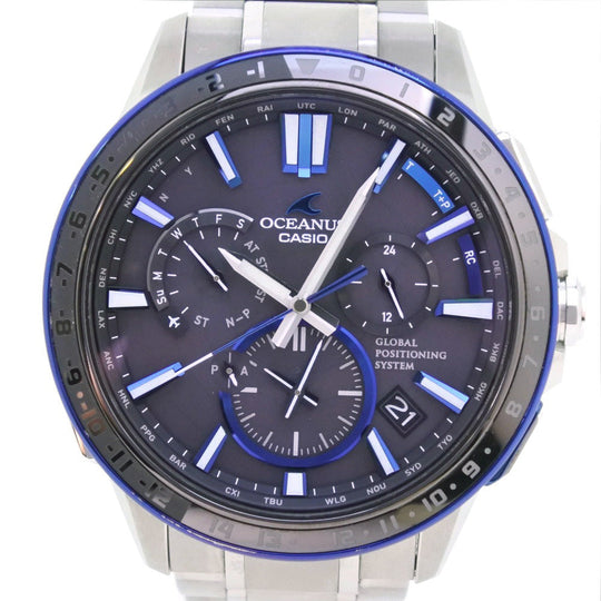 CASIO Watches Solar Powered Radio Watch OCW-G1200-1AJF titanium blue GPS Oceanus black dial mens Used Authentic