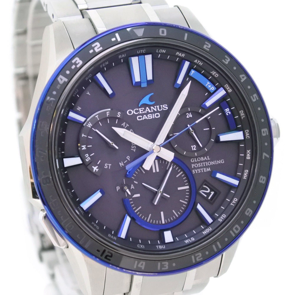 CASIO Watches Solar Powered Radio Watch OCW-G1200-1AJF titanium blue GPS Oceanus black dial mens Used Authentic