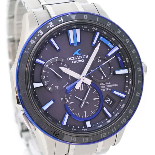 CASIO Watches Solar Powered Radio Watch OCW-G1200-1AJF titanium blue GPS Oceanus black dial mens Used Authentic