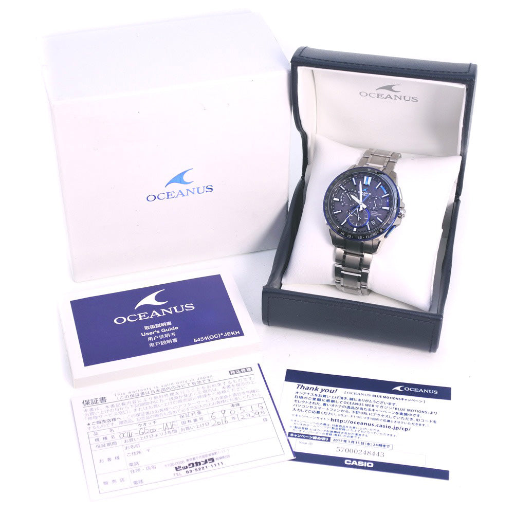 CASIO Watches Solar Powered Radio Watch OCW-G1200-1AJF titanium blue GPS Oceanus black dial mens Used Authentic