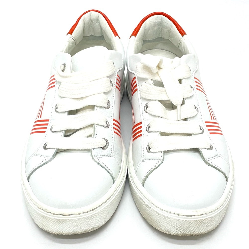 HERMES sneakers leather Whitex orange Avantage 2020Stainless Steel Women 35 Used Authentic