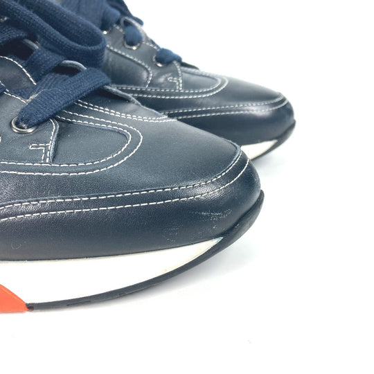 HERMES sneakers leather Navy H logo 43