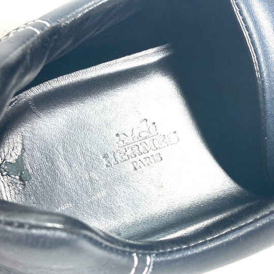 HERMES sneakers leather Navy H logo 43