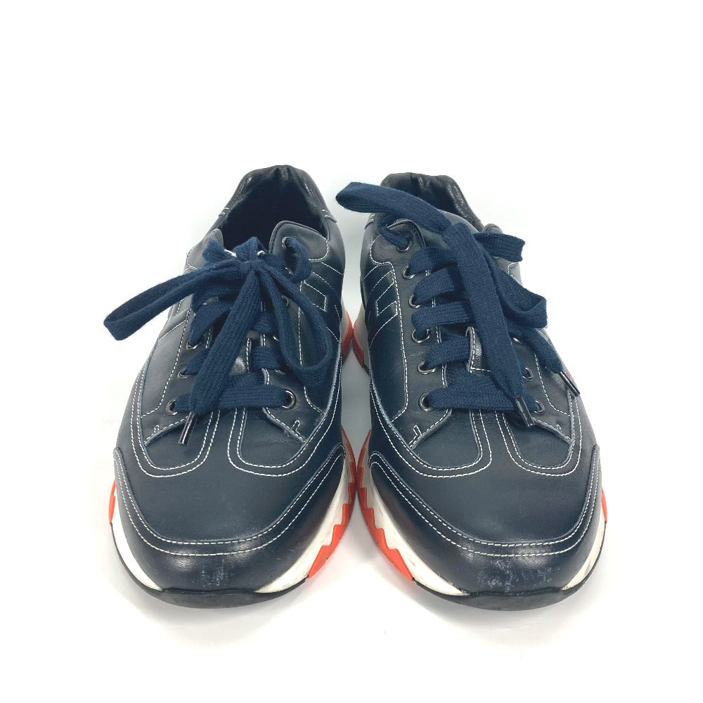 HERMES sneakers leather Navy H logo 43