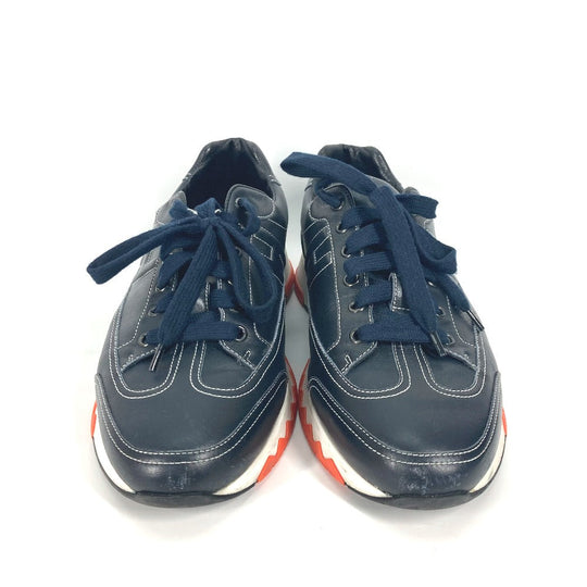 HERMES sneakers leather Navy H logo 43