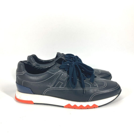 HERMES sneakers leather Navy H logo 43